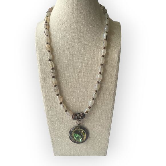 Handcrafted mixed metals glass beads 22 inch in length - Picture 1 of 3